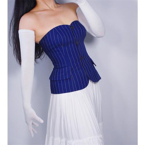 LONG KNIT GLOVES Female 70cm 28" Arm Warmer Opera Mittens Solid White Schoolgirl WMX05