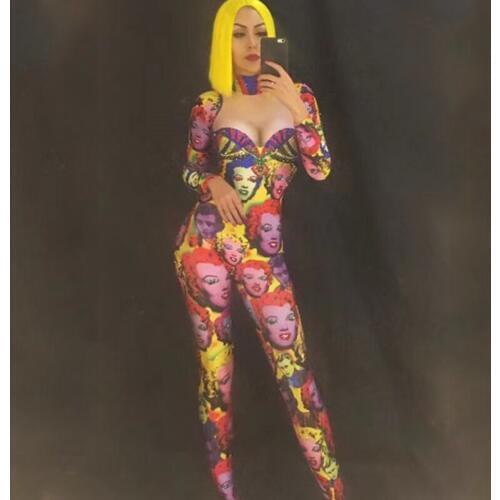 Jazz Dance Costumes For Lady Sexy Costume Pub Club Party Bar Dancers Singer Stage Costume Women Body Sexy One-Piece DJ223