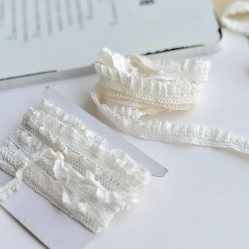 5 Meters Ivory Elastic Stretchy Lace Trim Random Ruffle Cotton Lace Trimmings DIY Sewing Underwear Lingerie Decor Lace Ribbon