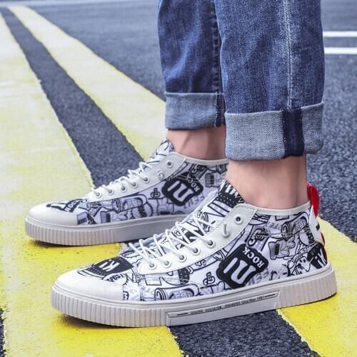 ZEEKSON Summer Personality Mens Canvas Shoes Fashion All-match Casual Shoes Breathable Sports Shoes Youth Comfortable Shoes