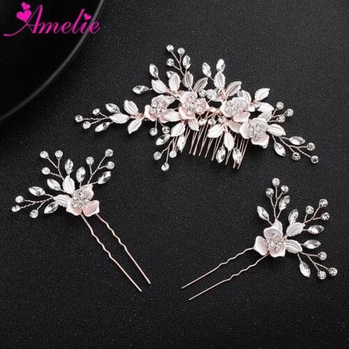 Delicacy Headpiece Favors Rose Floral Design Wedding Hair Comb and Bobby Hair Pin Bridal Headdress For Hair Decoration