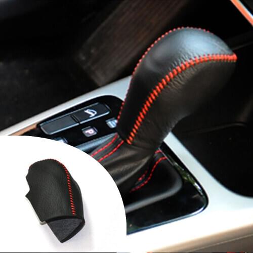 Muchkey Leather Gear Knob Stick Covers AT For KIA KX3 2015 Non-slip Automatic Shifter