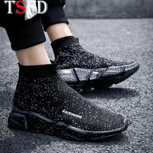 Big Size Mens Summer Sports Shoes High Top Breathable Sock Shoes Male Slip on Platform Sneakers for Men Trainers Masculino B7