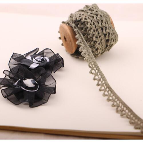 5YARD 1,2CM Army green lace cotton knitted dress embroidered dog tooth lace