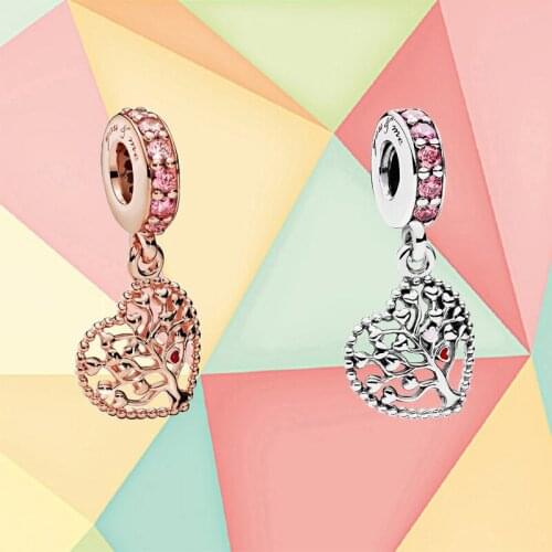 New 925 Sterling Silver Rose Gold Love Tree Pendant, Suitable For Original Diy Bracelets And Necklace Accessories