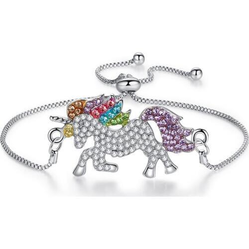 Fashion Trendy 1Pcs Wrist Bracelet Trendy Unicorn Rhinestone Charm jewelry Chain Links Adjustable Bracelets For Women Couple