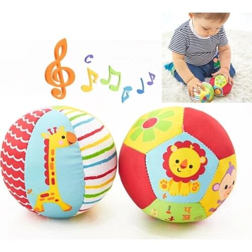 Ball Soft Plush Baby Toys Cartoon Animal BB Stick Hand Bell With Sound Baby Rattle Building Ball Educational Toys 0-12 Months