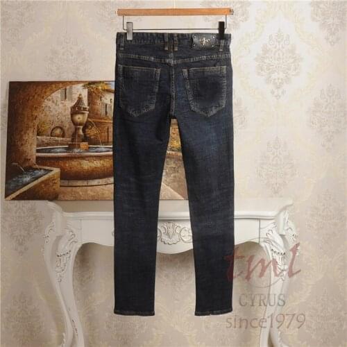 High New 2021 Classic Vintage Morden Future Luxurious Embroidery Metal Pu bee jeans Cotton Denim Pants comfort casual 28-38 #5