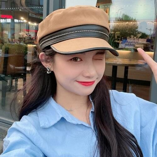 Autumn Winter Beret for Women Retro Octagonal Hat Ladies Newsboy Cap Cotton Painter Hat Female Flat-top Navy Hat Accessories