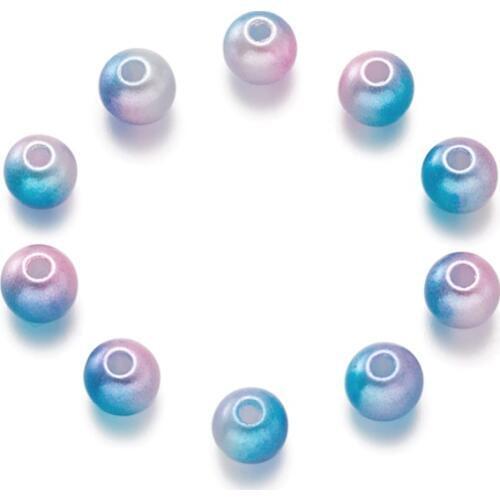 Pandahall 100pcs 6mm 8mm 10mm ABS Plastic Imitation Pearl Round Colorful Beads for jewelry making DIY Accessories ,Hole: 2mm F80