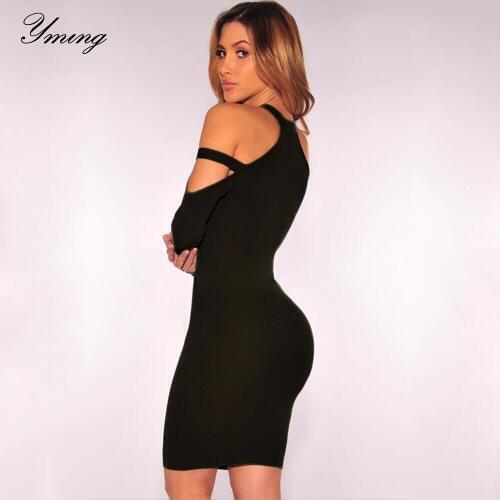 Yming Sexy Club Bodycon Women Dress Autumn Long Sleeve Party Beach Sundress Off Shoulder Casual Dresses Woman Clothes Vestidos