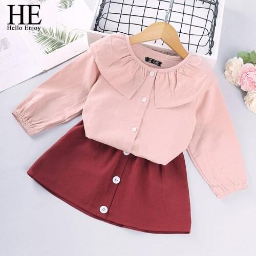 HE Hello Enjoy Girls Dress New Brand Princess Dress Cotton Shirt Top Dress Girls Dresses Cute Kids Children Clothing 2pcs