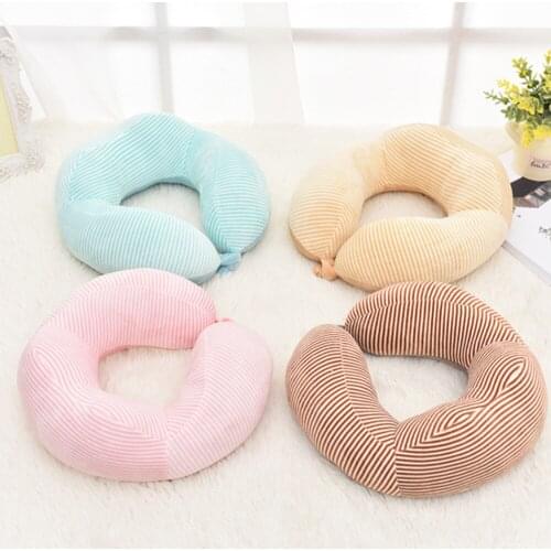 Striped U-shaped Pillow PP Cotton Travel Neck Pillow Office Comfortable Nap Pillow Airplane Pillow Soft Lying Sleeping Pillow