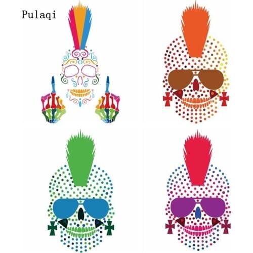 Pulaqi Punk Skull Iron on Transfers Thermal Stickers on Clothes Heat Transfer Vinyl Thermo Stickers Patches for Clothes Stripes