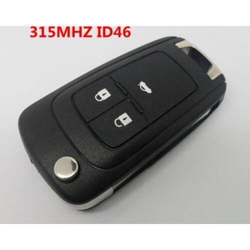 Good Quality For Buick Excelle GT Chevrolet Cruze Flip Folding Remote Key 3 Button 315MHZ With ID46 Chip HU100 Uncut Blade