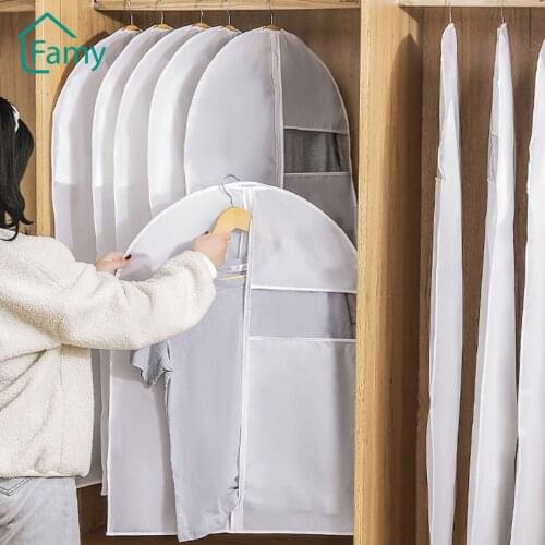 Dust Cover Wardrobe Oxford Cloth Garment Bag Protective Cover Coats Suit Dust-Proof with Window Zipper Closet Storage Organizer