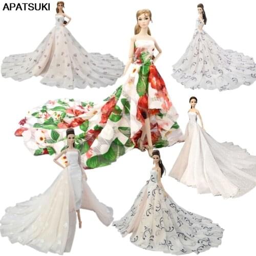 Colorful Floral High Fashion Doll Clothes for Barbie Doll Outfits Wedding Dress Evening Dresses Party Gown 1/6 Doll Accessories