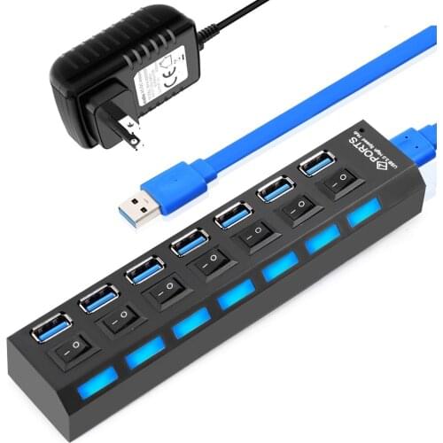 YTOM USB 3.0 HUB 2.0 HUB Multi USB Splitter 4/7 Port Expander Multiple USB 3 Hab Use Power Adapter USB3.0 Hub with Switch For PC
