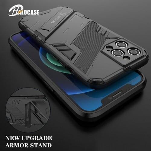 Luxury Cool Armor Bracket Case For iPhone 12 Mini 11 Pro Max 13 XS X XR 7 8 6S 6 Plus Hybrid Shockproof Rugged Stand Back Cover