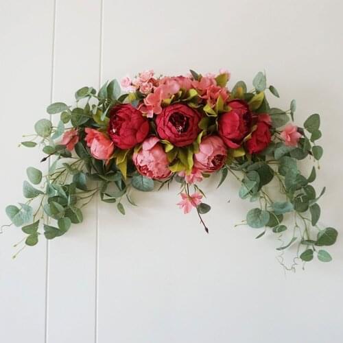 Christmas Artificial Silk Sunflowers Swag Arch Decor Peony Backdrop Flowers Handmade Swag Garland Home Hanging Wreath Decor