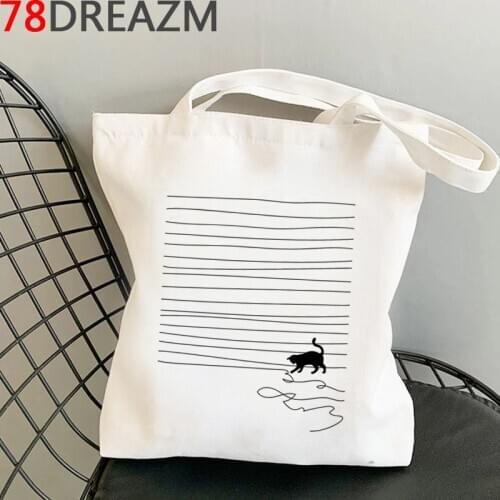 Cat shopping bag bolso shopping shopper canvas handbag tote bag cloth fabric grab