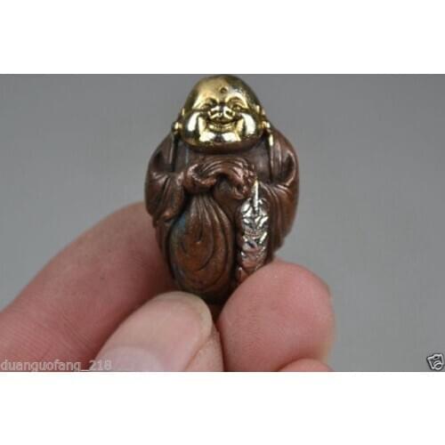 Old Collectibles Decorated Copper Silver Carving Buddha Exquisite Pendant