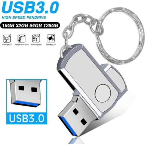Stainless Steel USB 3.0 Pen Drive128GB USB Flash Drive 3.0 16GB 32GB 64GB Pendrive USB Stick with Keychain Flash Drive Type C
