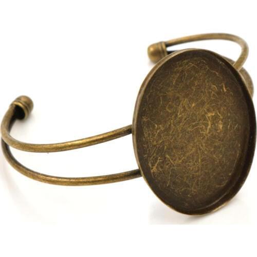 High Quality 30*40mm Bronze Plated Oval Bangle Base Bracelet Blank Findings Tray Bezel Setting Cabochon Cameo (K2-36)