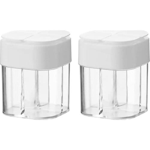 2 Pcs Spice Containers,4 Grid Seasoning Jars,Kitchen Picnic Grill Restaurant Travel Salt Box,For Salad Steak BBQ,Etc