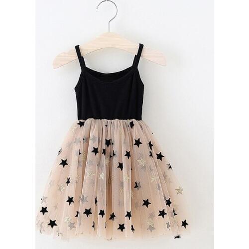 2020 Childrens Clothing Summer Girl Cute Mesh Sling Princess Dress Girl Casual Cute Baby Star Dress Baby Girl Party Children