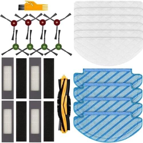 24 Pieces Roller Brush Side Brushes Filter Mop Disposable Wipes For Ecovacs DEEBOT OZMO T8 Vacuum Cleaner Robot