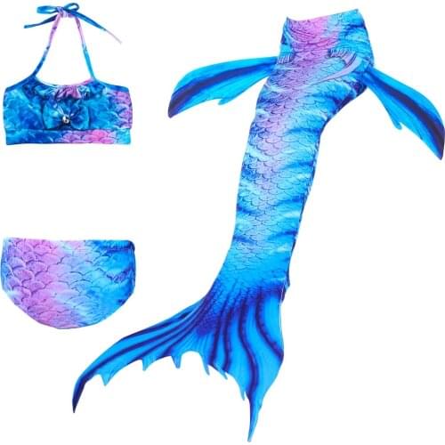 3PCS Girls 24 Colors Swimmable Mermaid Tail Cosplay Swimsuit Bikini Suit Kids Swimming Children Mermaid Tails Costume No Monofin