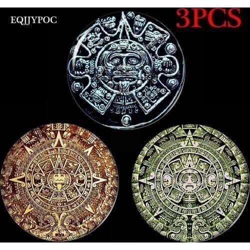 3PCS Fridge Magnet Mexican Mayan Totem Aztec Calendar Refrigerator Magnets Sticker Glass Cabochon 30MM Fashion Home Decor