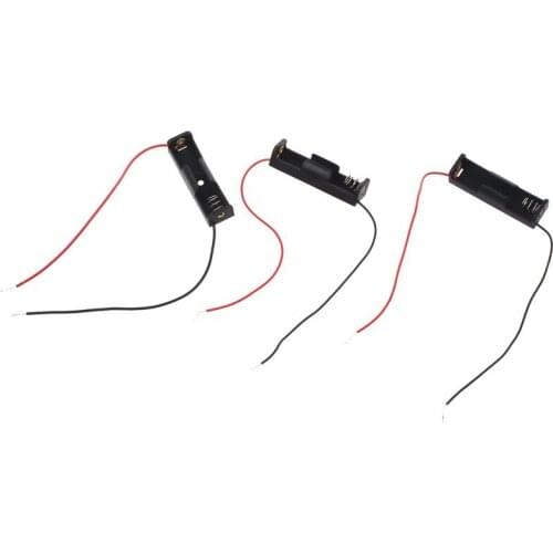 3 Pcs Single Side 1 x 1.5V AA Battery Open Holder Storage Case Box Wire Leads 15cm Long