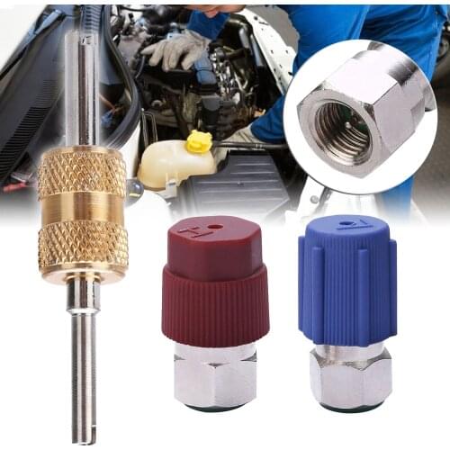 5pcs Metal AC Fitting Port Adapter Retrofit R12 to Accept R134 High Low Double-Head Valve Core Side A/C Retrofits Fittings