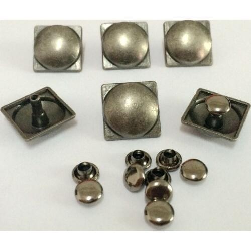 50PCS 14MM Antique Silver Square Rivet Punk Spike Square Round Studs Spikes Shoes Belt Bag Bracelets Accessories Leather Craft