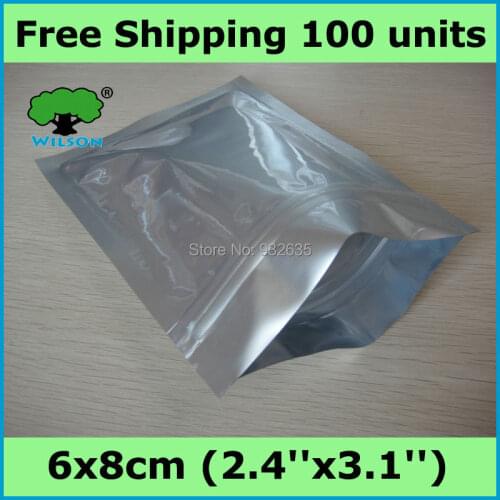 6x8cm (2.4''x3.1'') one side thickness 4 mils small bag aluminum foil zip lock bag 1000 Pcs mylar for food storage