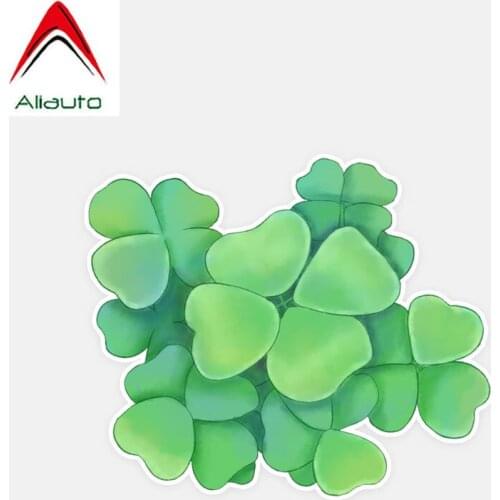 Aliauto Unique Spring Grass Clover Green Flowers Decor Car Stickers Accessories Reflective Creative PVC Decal,11cm*9cm