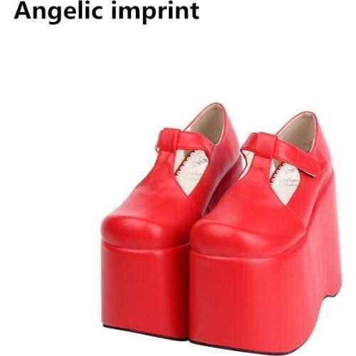 Angelic imprint woman mori girl lolita cosplay shoes lady super high heels T-Strap pumps women princess dress party shoes 14cm