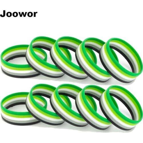 Aromantic Pride Rainbow Pansexual Asexual Silicone Bracelets Pride LGBT Rubber Bangle for Women Men 100pcs SLP-0009