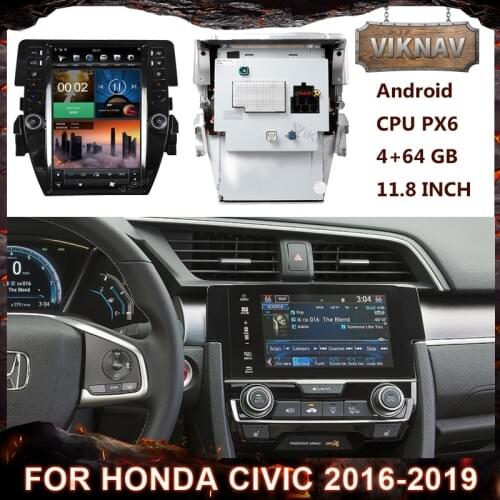 11.8 inch Android car Radio GPS Navigation for Honda Civic 2016-2019 autoradio Tesla screen auto audio multimedia player