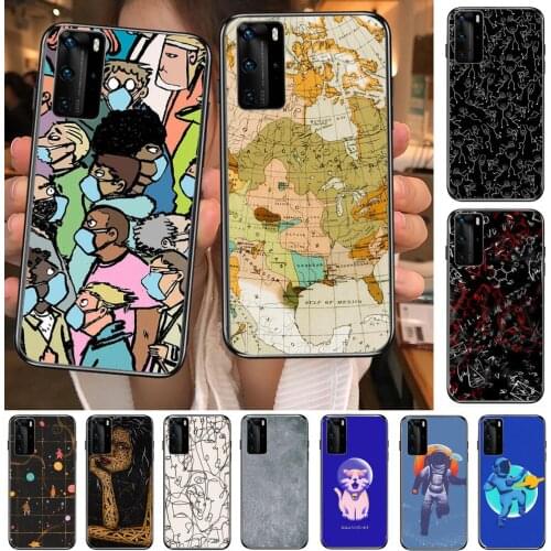 Original theme Phone Case For Huawei P40 p30 P20 10 9 8 Lite E Pro Plus Black Etui Coque Painting Hoesjes comic fas