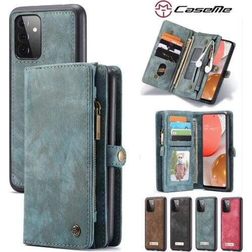 CaseMe Wallet Leather Case For Samsung Galaxy A72 A52 A71 A41 A70 A50 A80 A90 A40 A30 A20 A20E Magnetic Hybrid Zipper Handbag