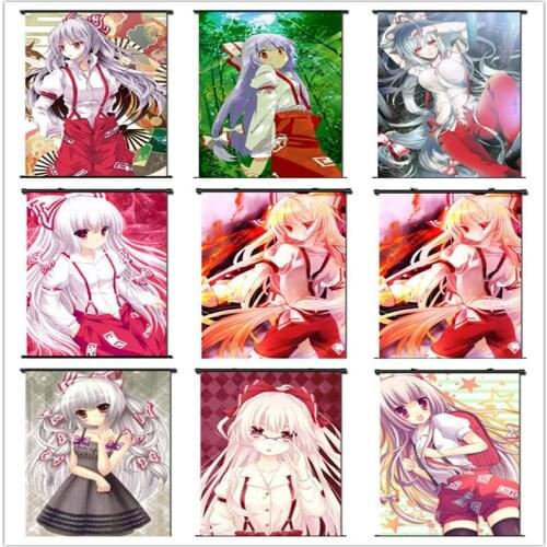 Coscase Japanese Anime TouHou Project Imperishable Night Fujiwara no Mokou Home Decor Wall Scroll Poster Decorative Pictures