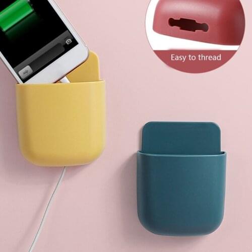 Home Wall Mounted Storage Box Phone Charger Remote Control Storage Organizer Case Office Desk Bedside Pen Holder