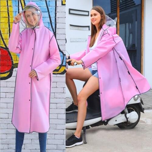 Hooded Rain Poncho Waterproof Windbreaker Women Raincoat Men Black Rain Clothes Covers EVA Rain Jacket Coats Motorcycle Rainwear