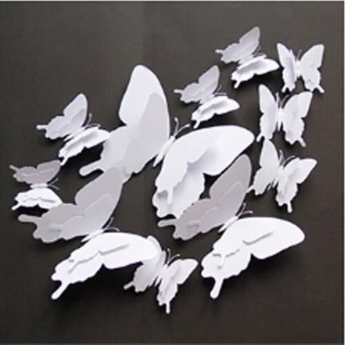 Large Size Double Layer 3D magnetic stickers 12 Pieces Per Set Butterfly Wall Decal Home Decor 18cm