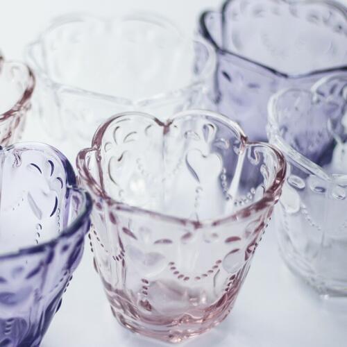 European style retro crystal relief glass Water glass Dessert cup mousse Fruit tea Ice cream ice cream cup