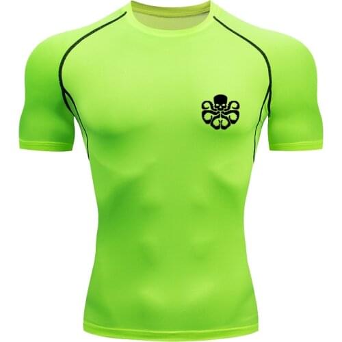 Gym T-shirt Running Mens Top Sports Tight Shirts Compression Fitness MMA Clothing Running T-Shirts Sport Man Gym Summer Jerseys