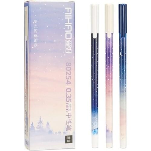 3Pcs Fantastic Galaxy Star Sky Long Handle Gel Pen Writing Signing Pen School Office Supply Student Stationery Kawaii Pen